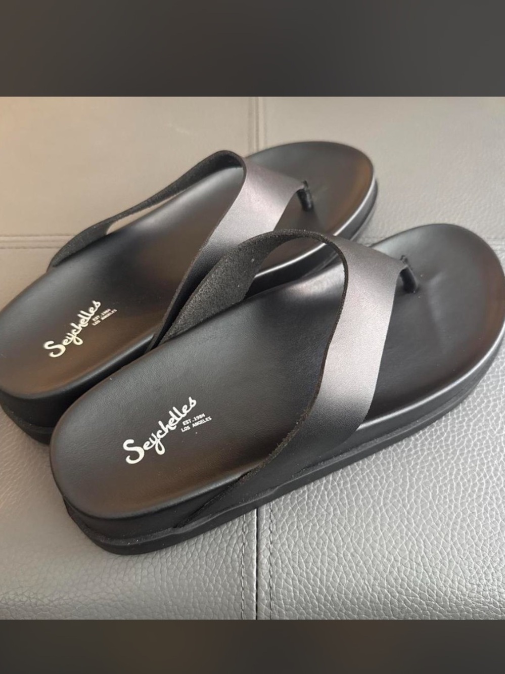 Seychelles Black Platform Flip Flop Sandals Size 8.5